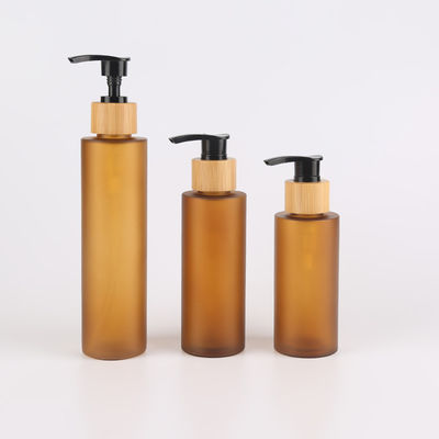 120 ml 150 ml 200 ml Bursztynowe plastikowe butelki szamponu z pompką Bambusowe opakowanie do pielęgnacji skóry