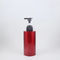Konfigurowalna plastikowa butelka z pompką do szamponu 300 ml 750 ml PET z czerwoną okrągłą, płaską myjką na ramię
